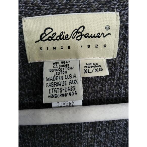 Vintage Eddie Bauer Mens Size XL chunky knit gray button down vest. Made in USA - Picture 6 of 6